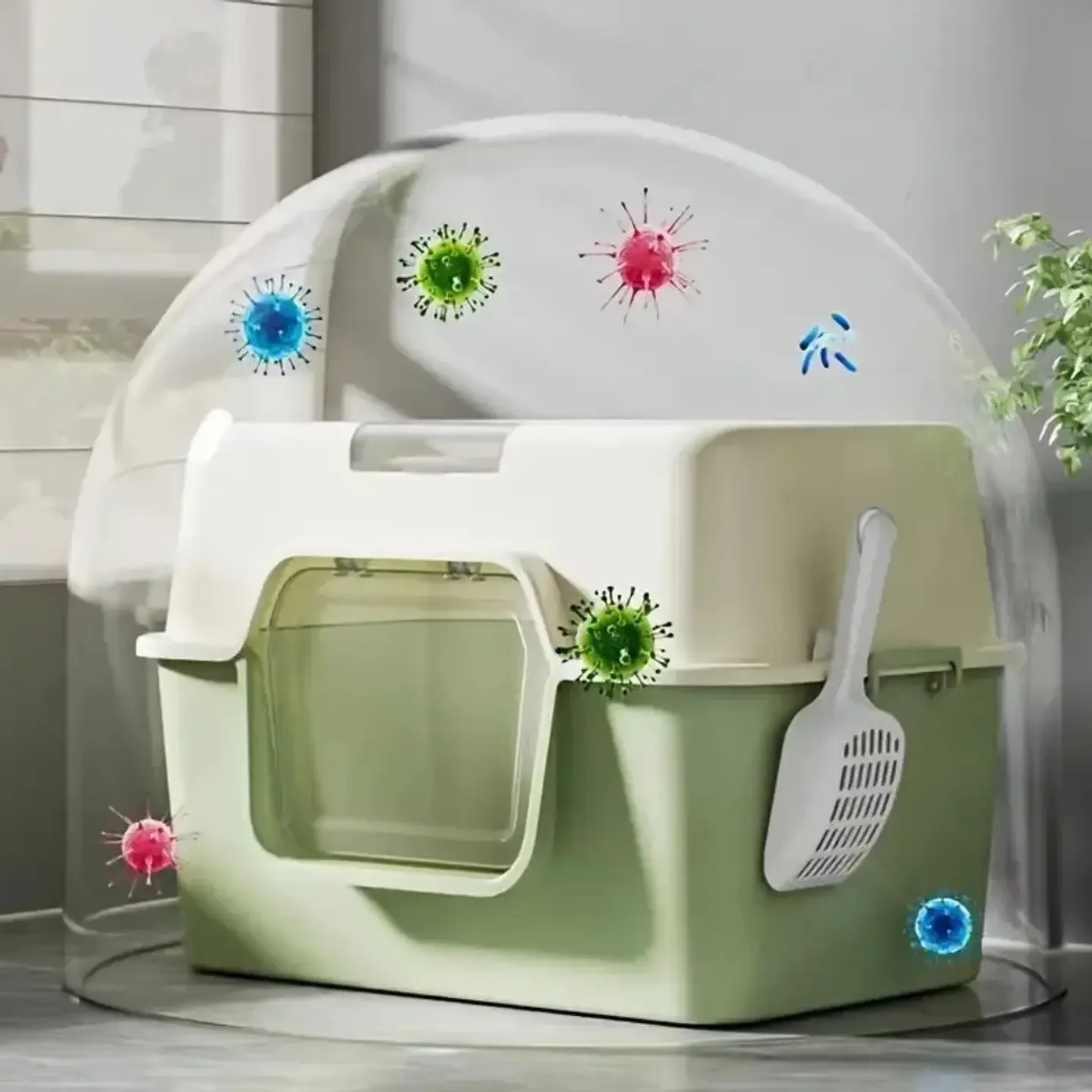 Arenero Gatos 2 en 1 Grande 52cm sin Olores con Pala 5