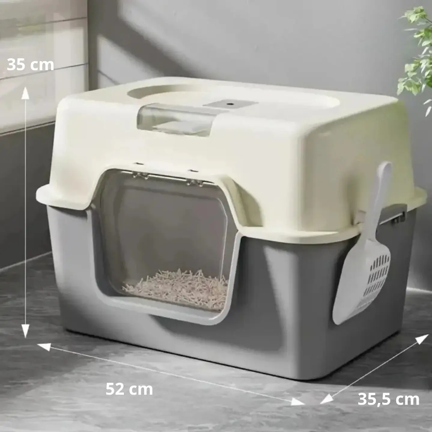 Arenero Gatos 2 en 1 Grande 52cm sin Olores con Pala 7