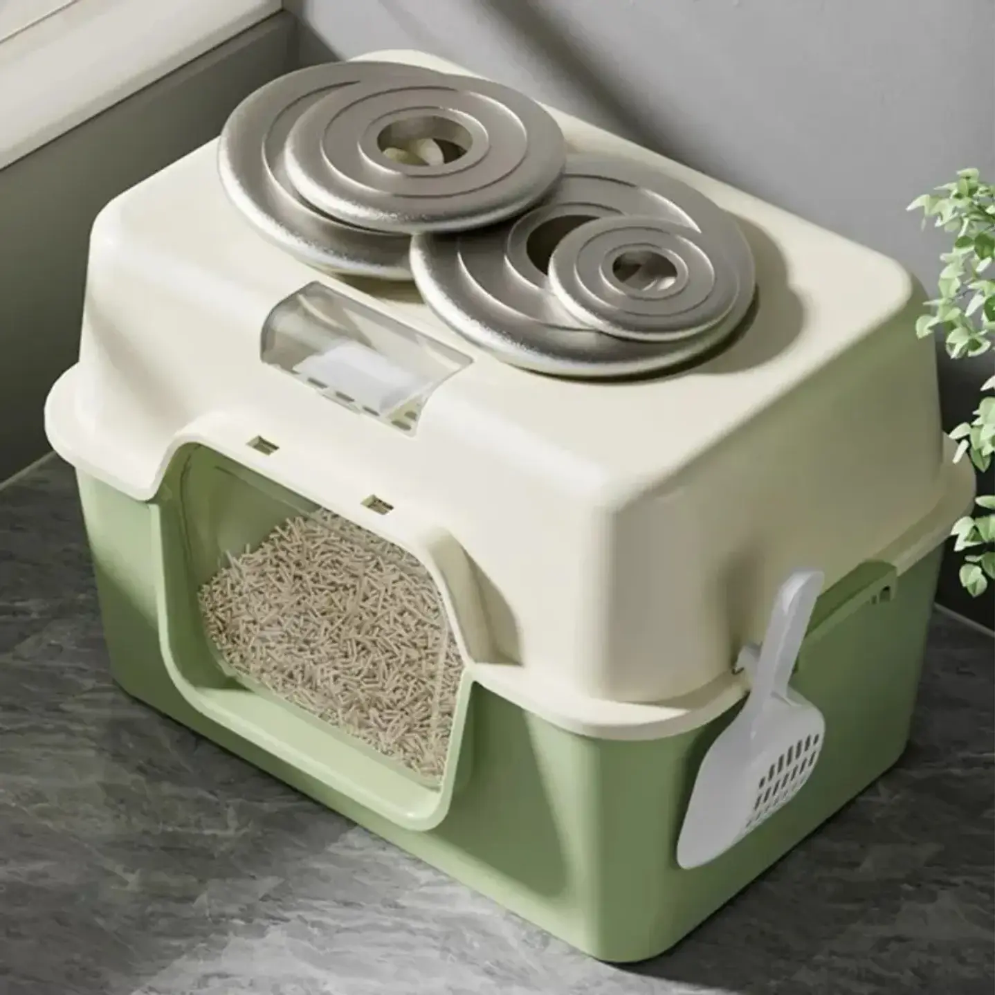 Arenero Gatos 2 en 1 Grande 52cm sin Olores con Pala 8