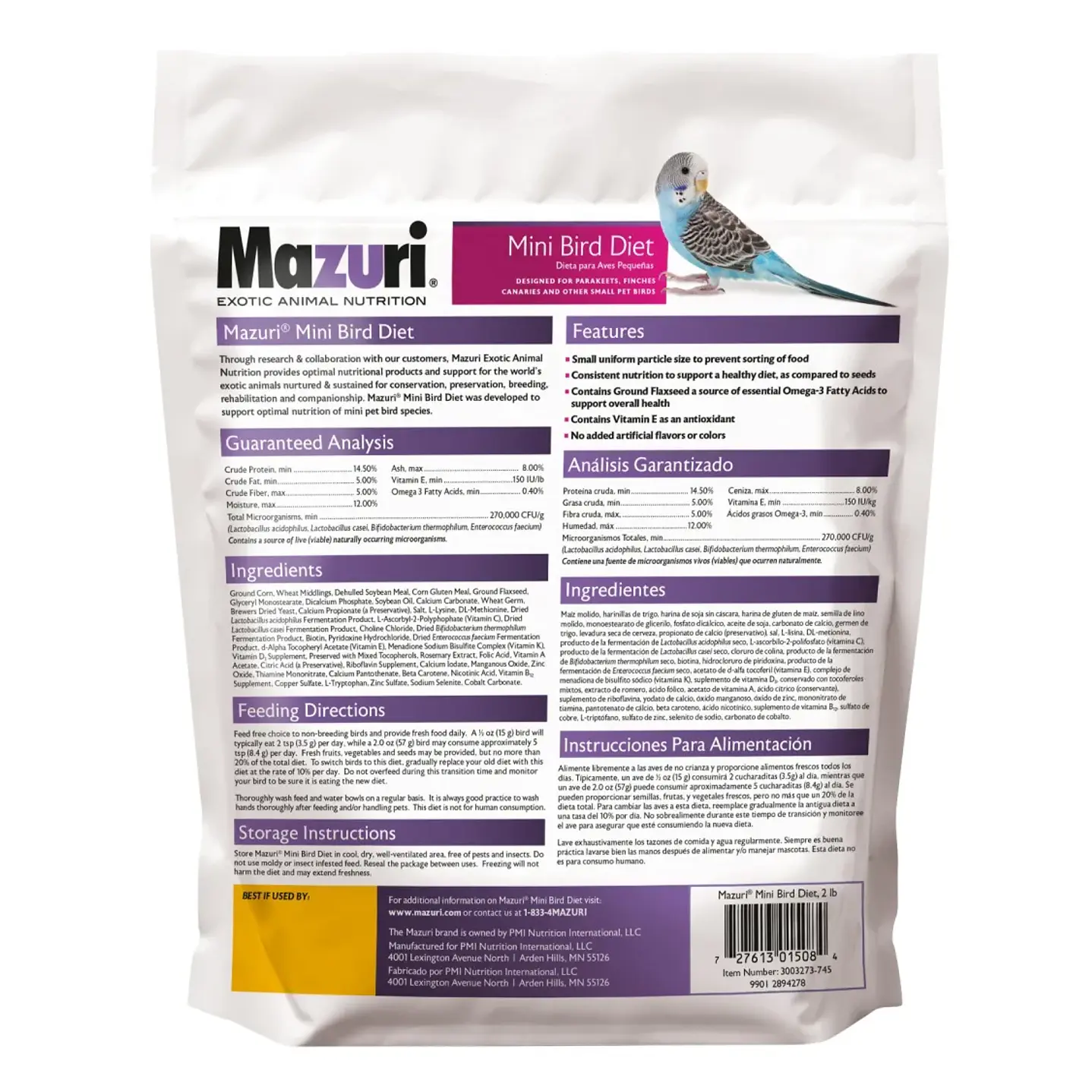 Mazuri Small Mini Bird Diet 2