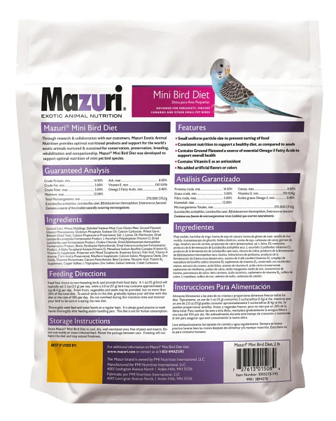 Mazuri Small Mini Bird Diet