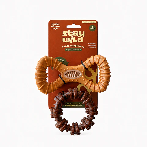 Set 2 mordedores para perro Stay Wild Bambú resistente