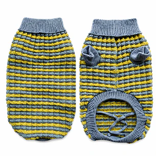 Sueter tejido mascota azul-amarillo