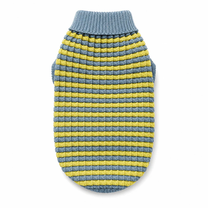 Sueter tejido mascota azul-amarillo 3