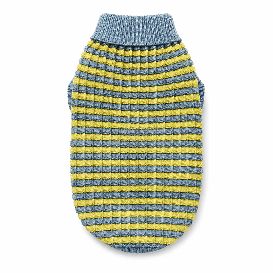 Sueter tejido mascota azul-amarillo 3