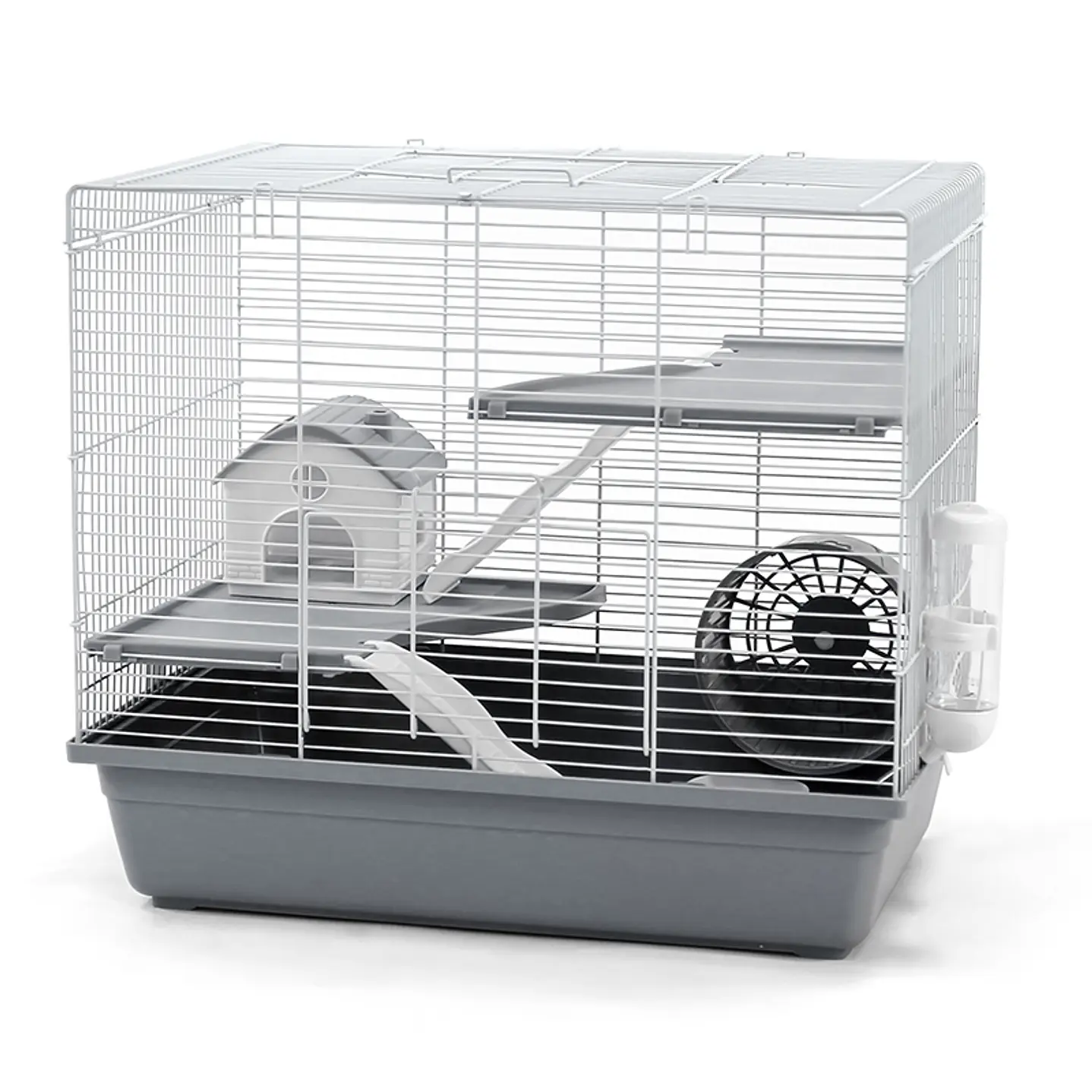 Jaula para Hámster de 2 Pisos H4702 – Equipada con Rueda, Casa y Accesorios 1