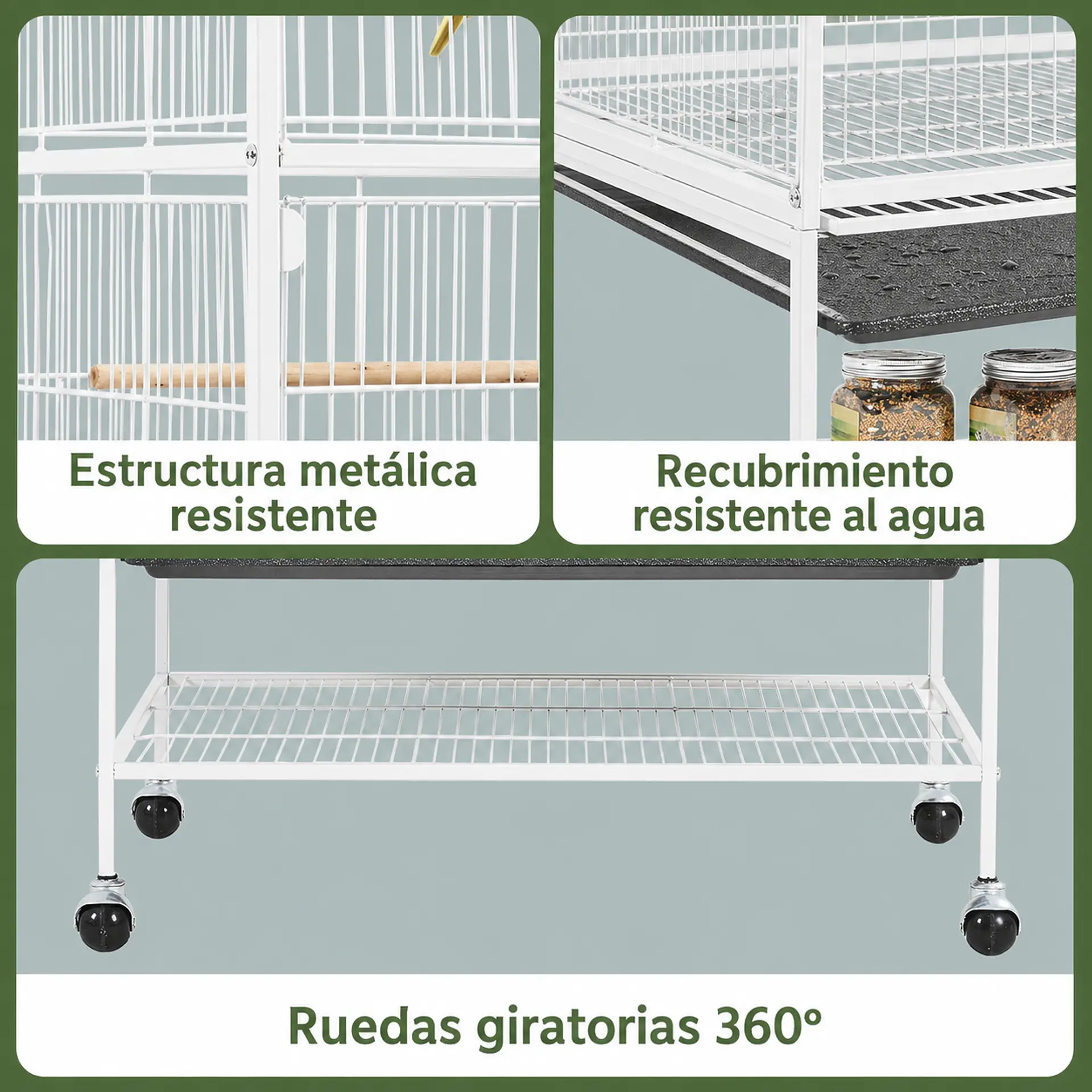 A33 Jaula para Pinzón, Periquito y Cacatúa – 79 x 52 x 130,5 cm 5