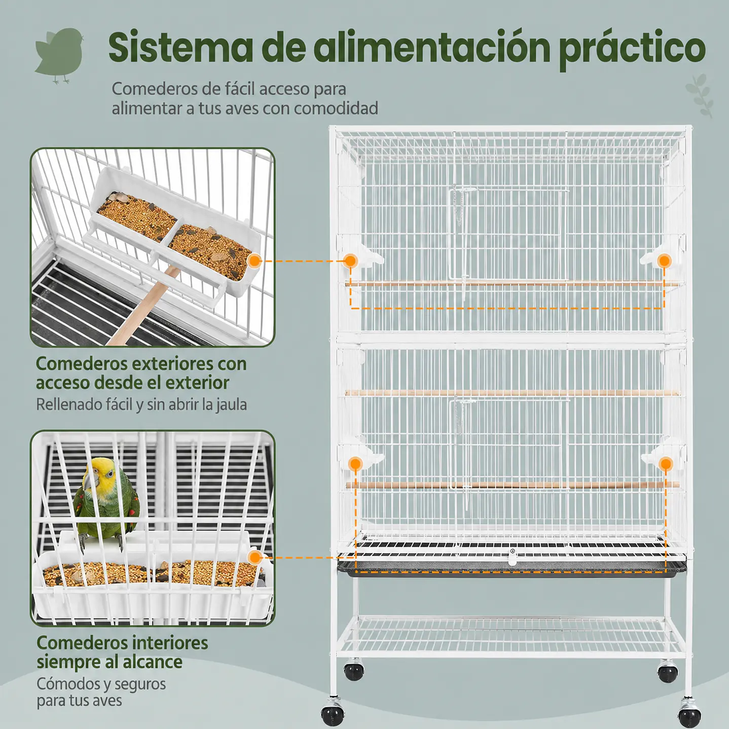 A33 Jaula para Pinzón, Periquito y Cacatúa – 79 x 52 x 130,5 cm 6