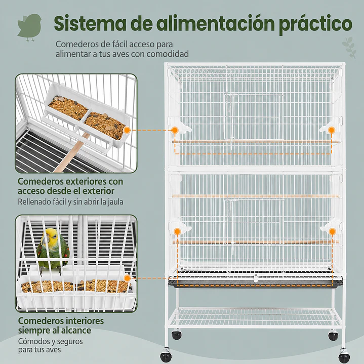 A33 Jaula para Pinzón, Periquito y Cacatúa – 79 x 52 x 130,5 cm 6