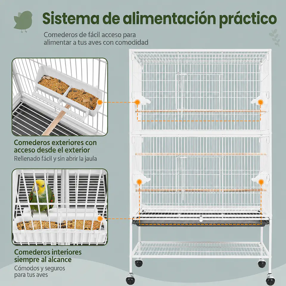 A33 Jaula para Pinzón, Periquito y Cacatúa – 79 x 52 x 130,5 cm 6