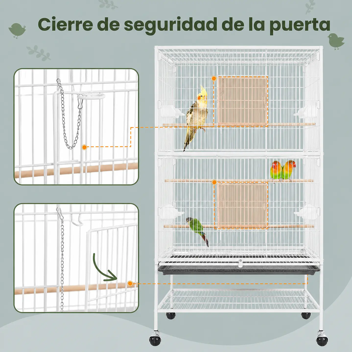 A33 Jaula para Pinzón, Periquito y Cacatúa – 79 x 52 x 130,5 cm 9