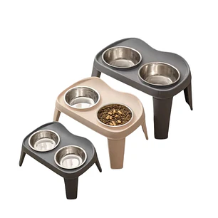 Comedero elevado doble para mascotas – Acero inoxidable