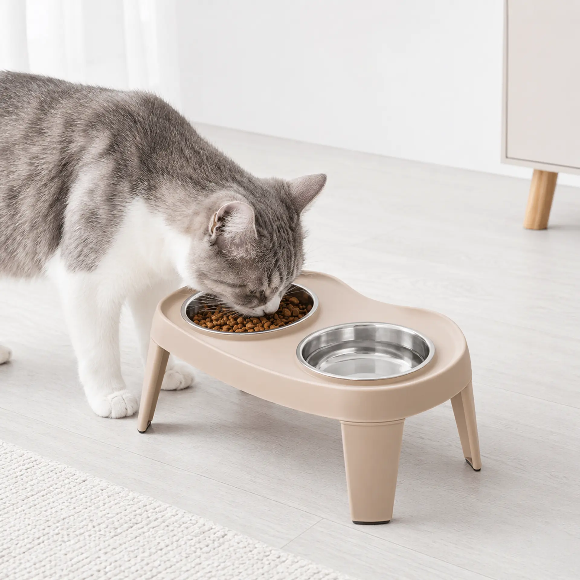 Comedero elevado doble para mascotas – Acero inoxidable 3