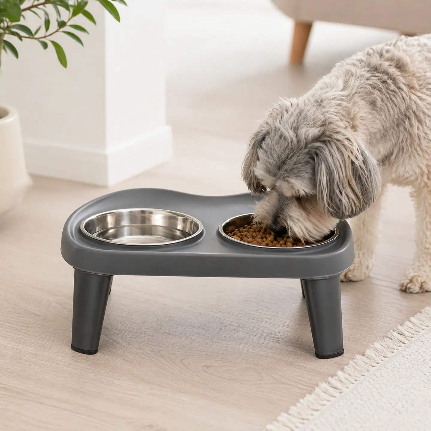 Comedero elevado doble para mascotas – Acero inoxidable 4