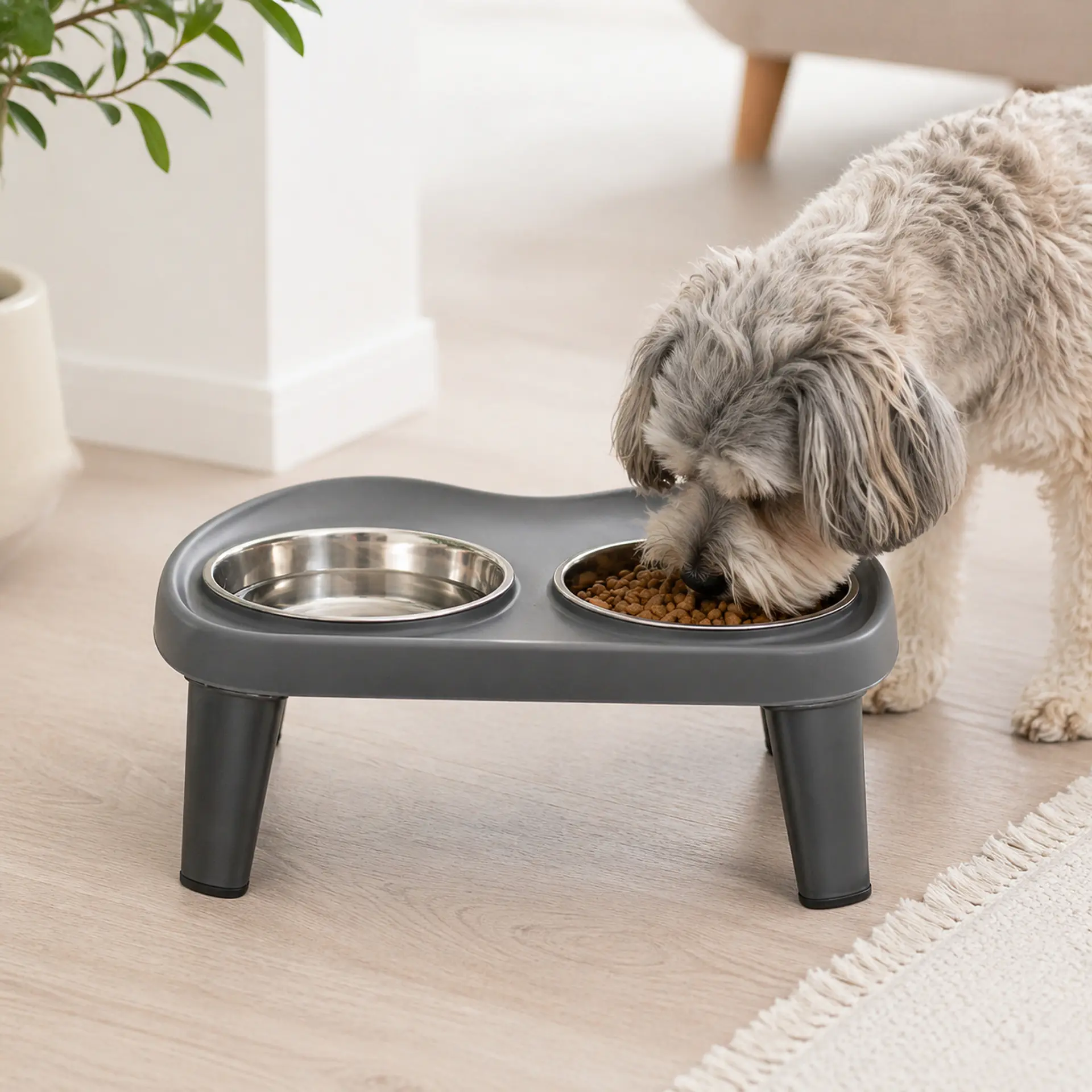 Comedero elevado doble para mascotas – Acero inoxidable 4