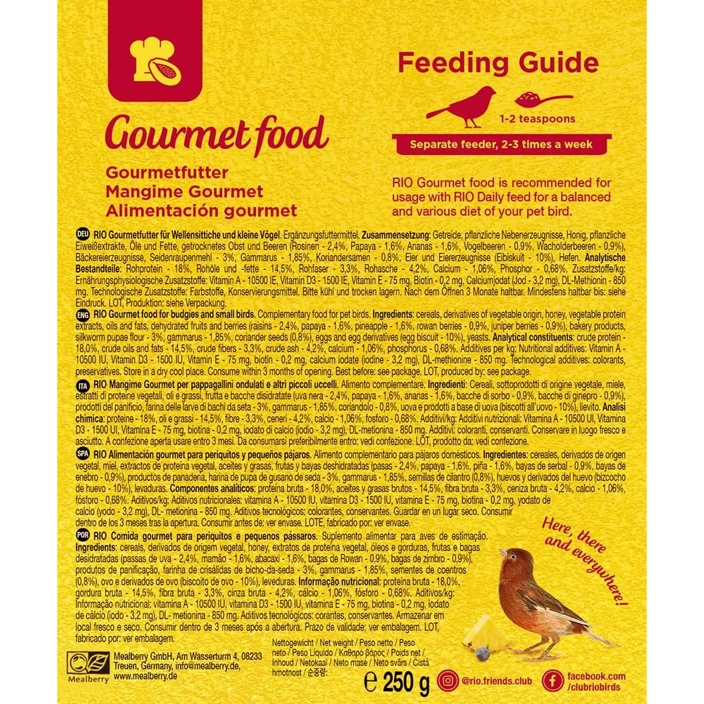RIO Gourmet para Periquitos y Aves Pequeñas – 250 g 3
