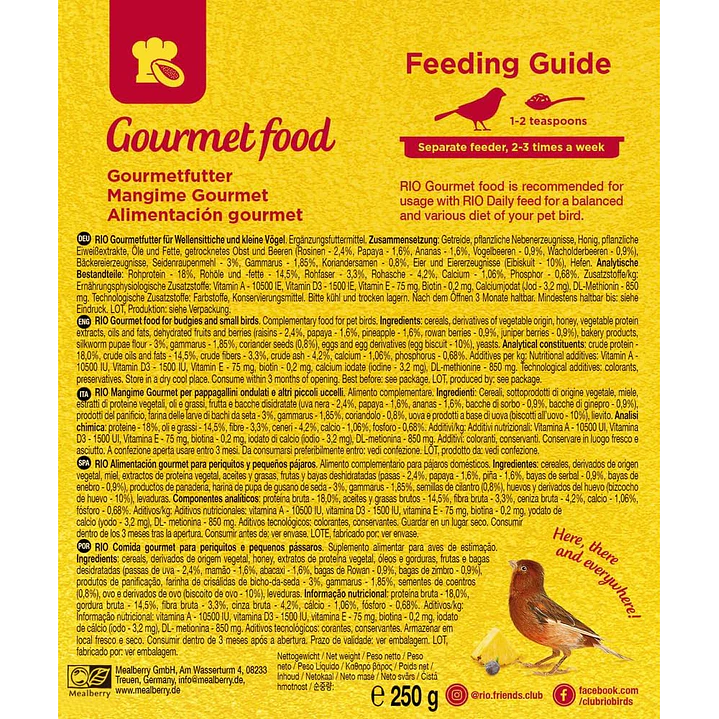 RIO Gourmet para Periquitos y Aves Pequeñas – 250 g 3