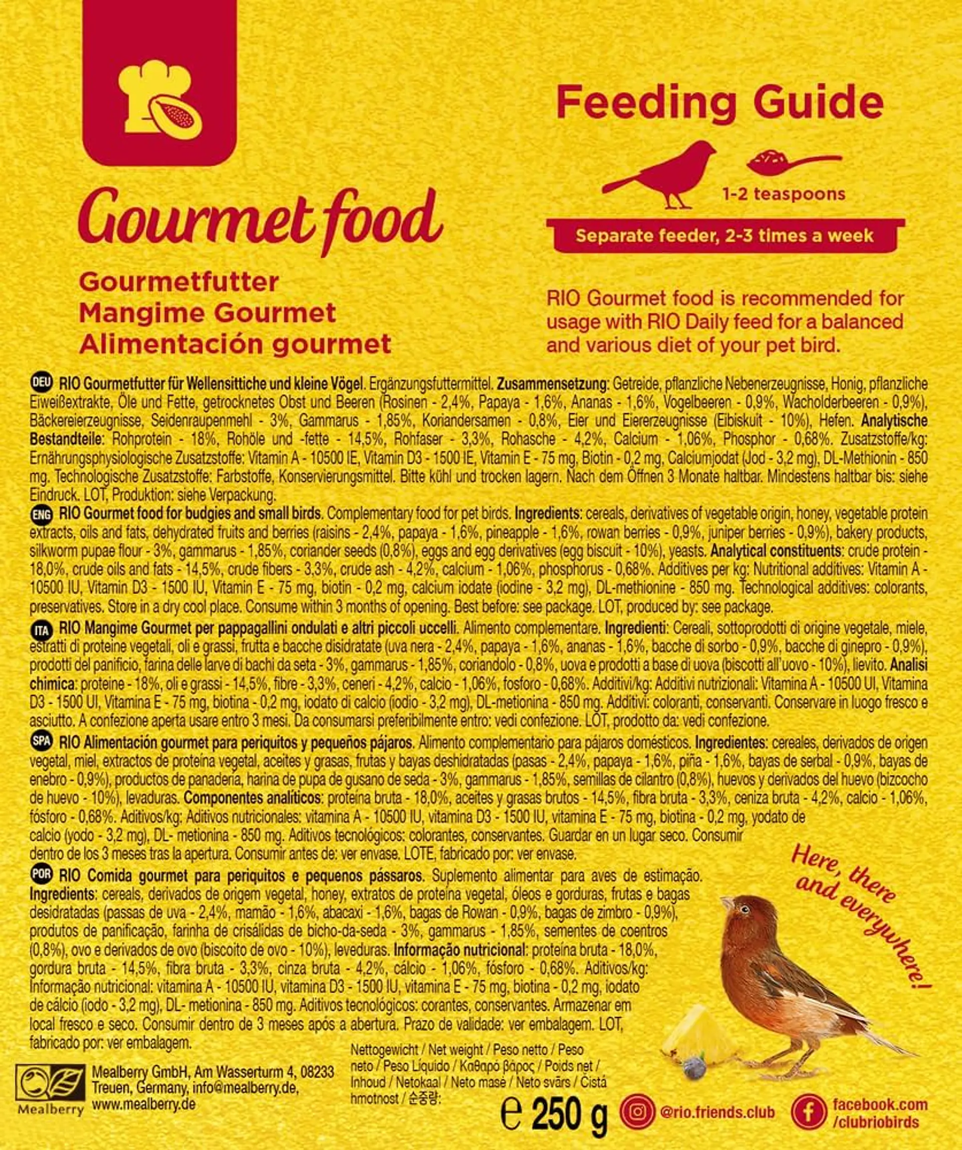 RIO Gourmet para Periquitos y Aves Pequeñas – 250 g 3
