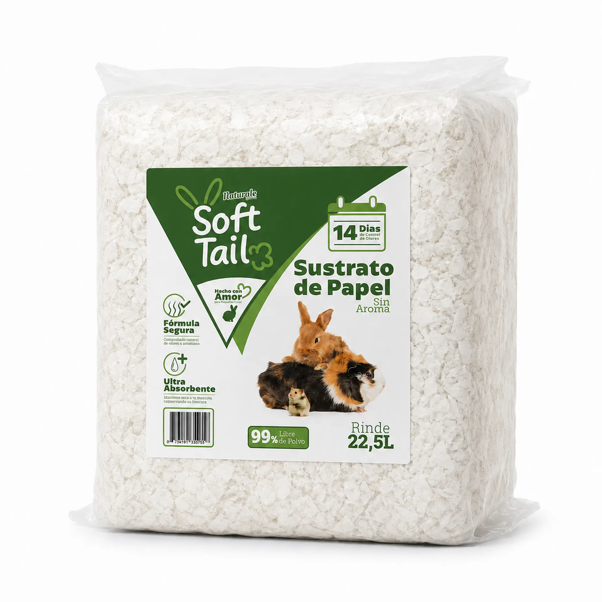 Sustrato de Papel Blanco para Pequeñas Mascotas | 22,5 L a 90 L 2