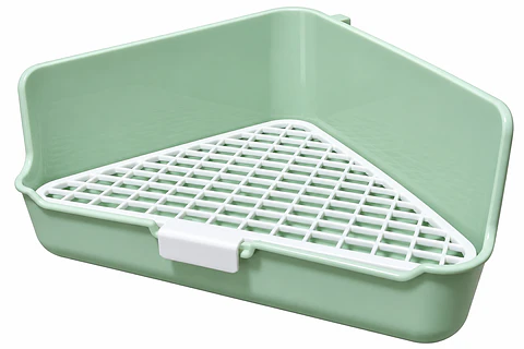 Baño Sanitario Esquinero para Conejo | 36 × 22 × 18 cm