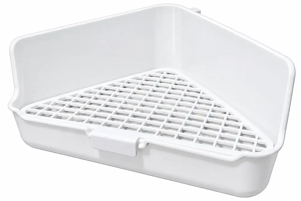 Baño Sanitario Esquinero para Conejo | 36 × 22 × 18 cm 3