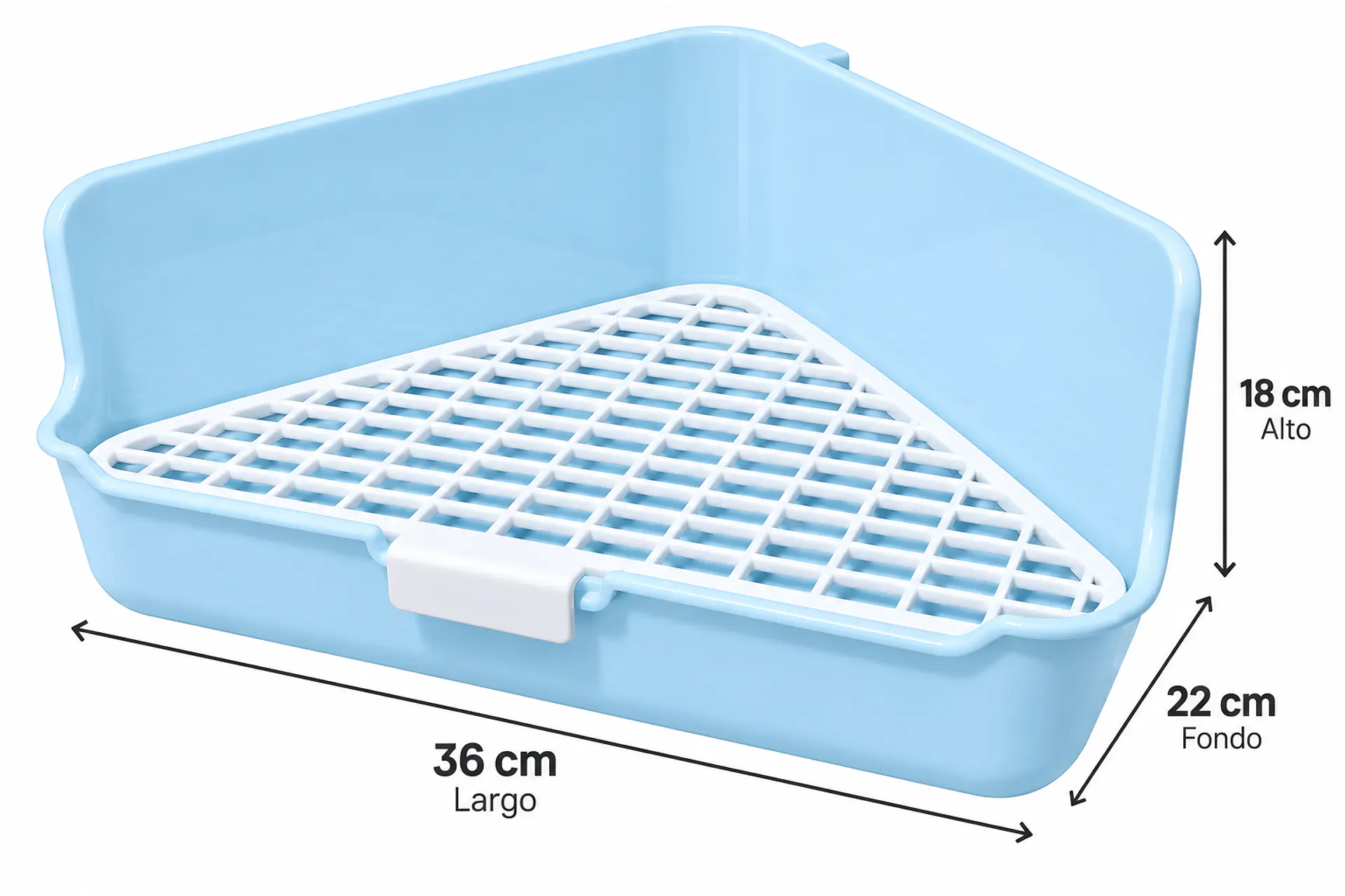 Baño Sanitario Esquinero para Conejo | 36 × 22 × 18 cm 5