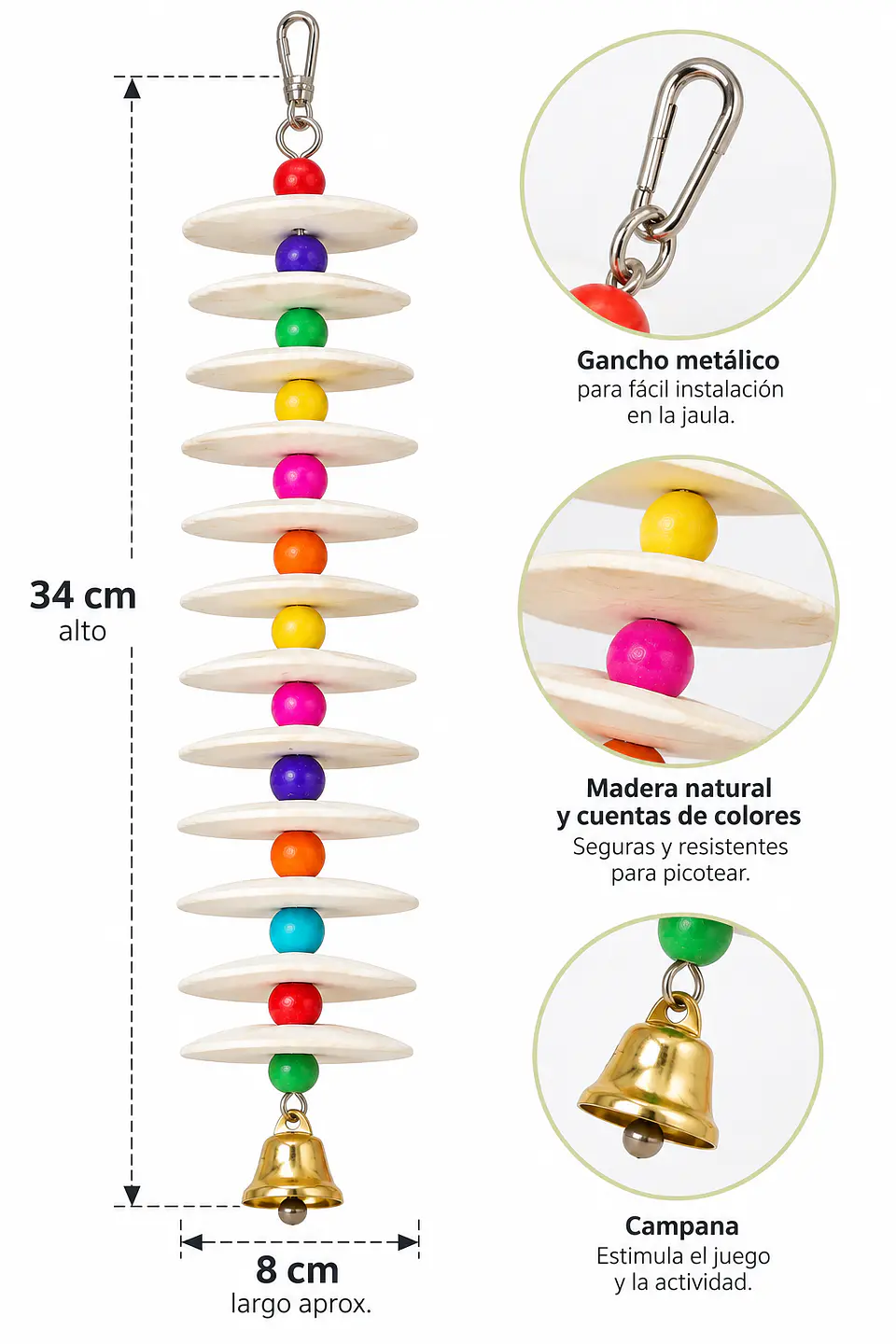 Juguete Colgante para Loro con 12 Huesos de Jibia 3