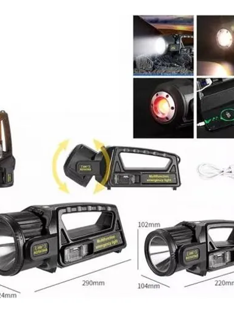 LINTERNA SOLAR RECARGABLE LED 1500 LM  6