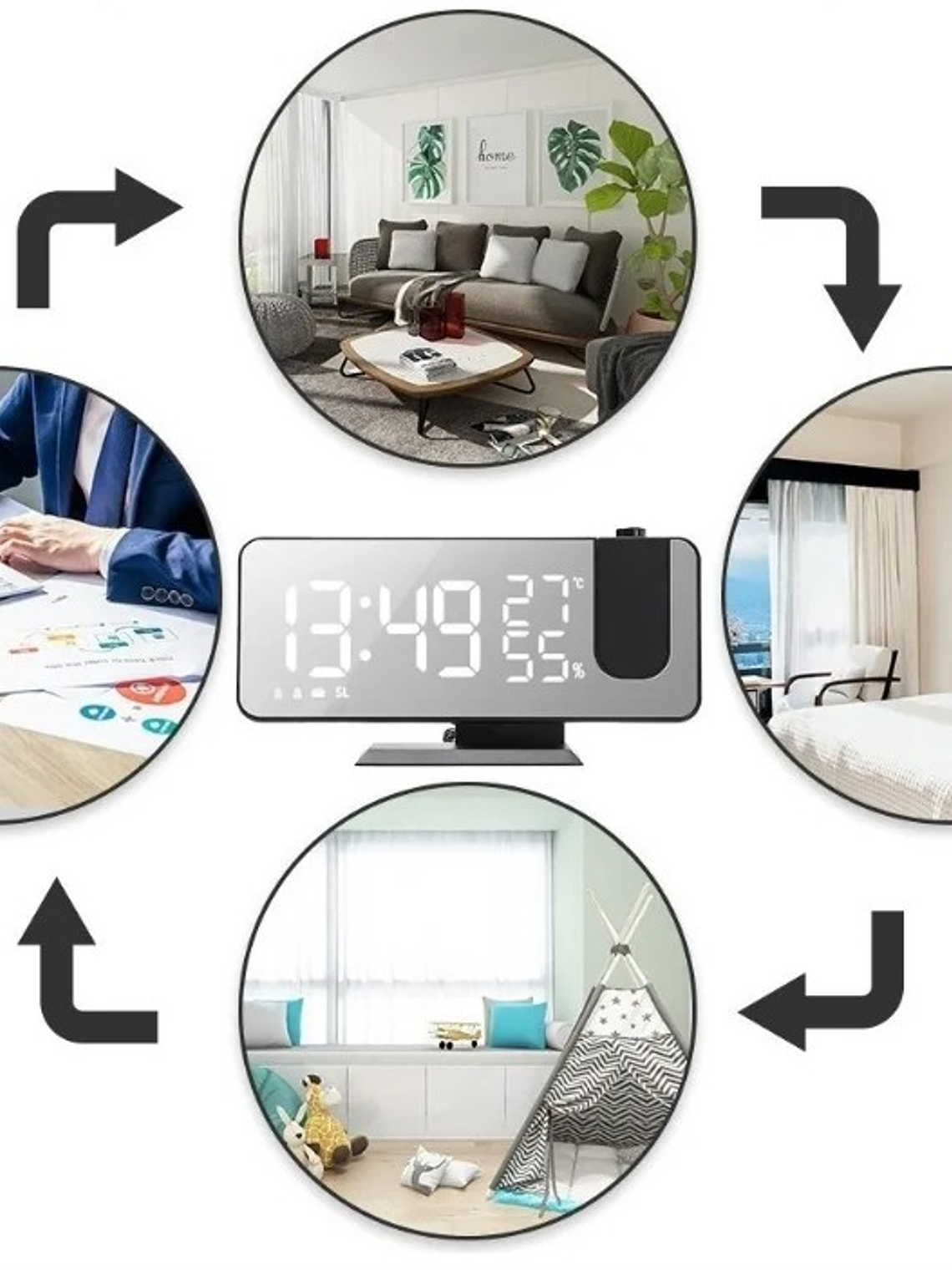 Reloj Despertador Digital con Proyector LED 6