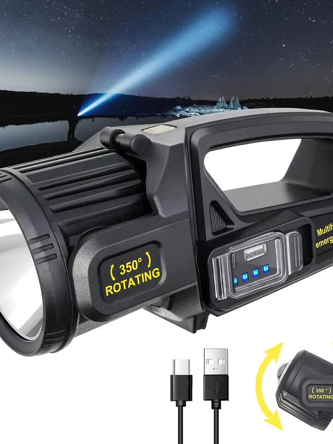 LINTERNA SOLAR RECARGABLE LED 1500 LM  1