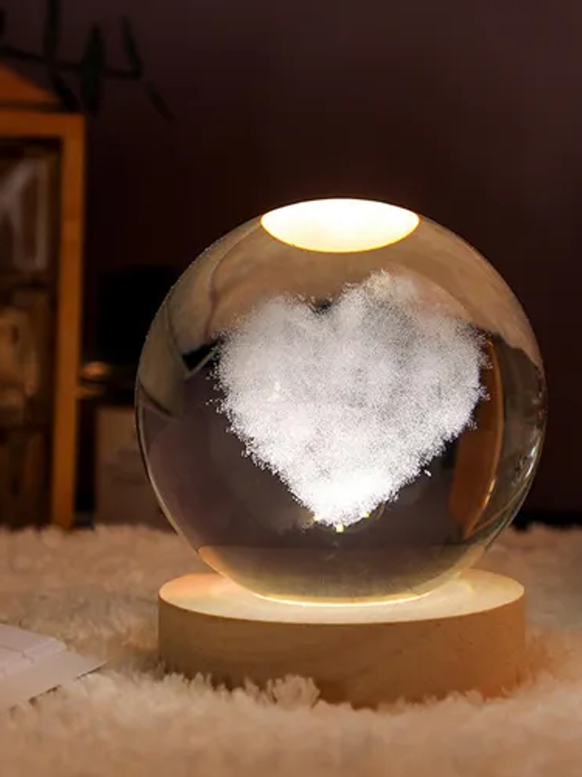 Lámpara esfera de cristal Corazón de nube  1
