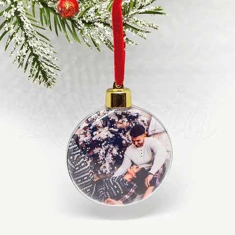 Bola de Natal Personalizável com Foto e Frase