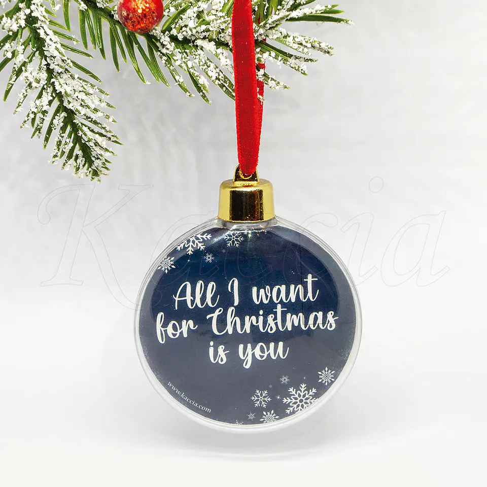 Bola de Natal Personalizável com Foto e Frase 2