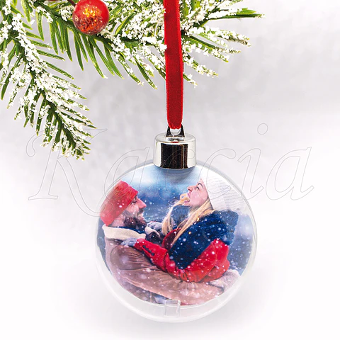 Bola de Natal Personalizável com Foto e Frase Esférica 
