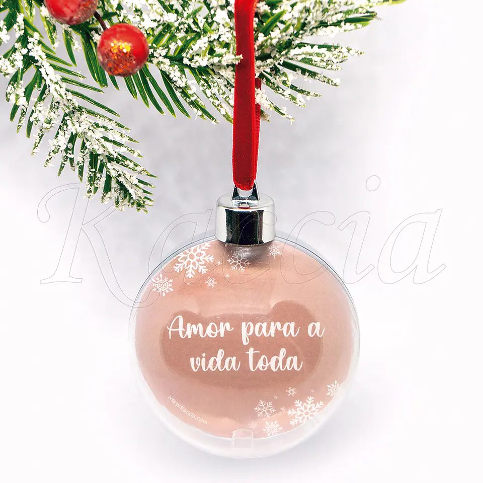 Bola de Natal Personalizável com Foto e Frase Esférica  5