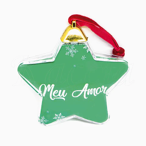 Bola de Natal Personalizável Estrela com Foto e Frase