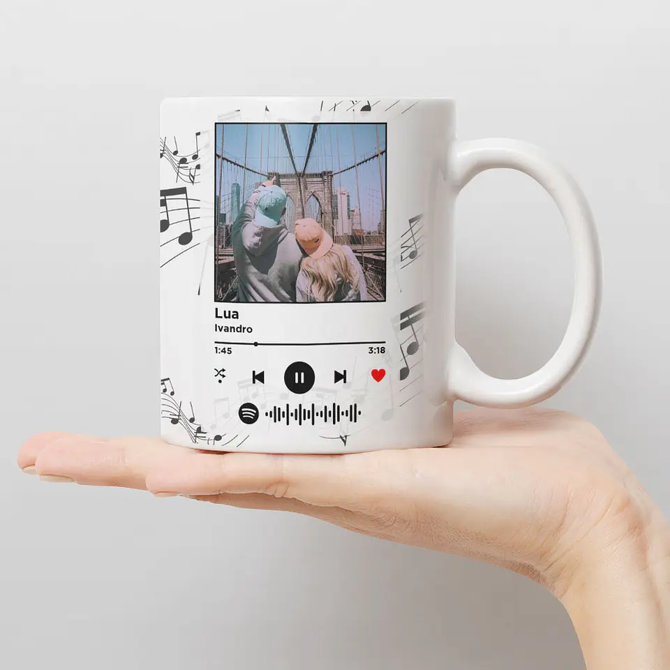 Caneca Personalizada Spotify Notas Musicais 3
