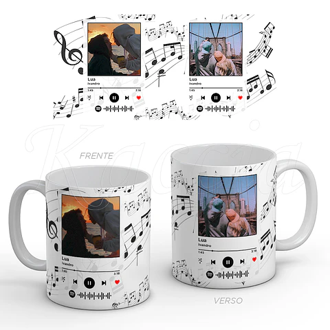 Caneca Personalizada Spotify Notas Musicais