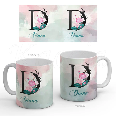Caneca Personalizada Nome Aquarela