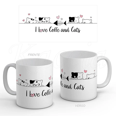 Caneca Café e Gatos Love