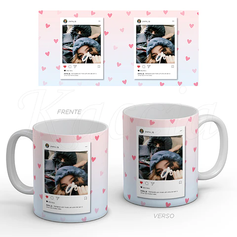 Caneca Personalizada Instagram Hearts