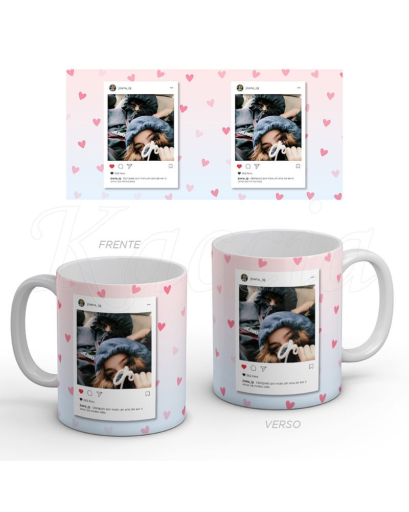 Caneca Instagram Personalizável Hearts