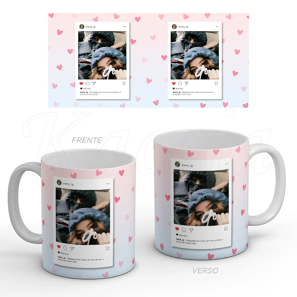 Caneca Personalizada Instagram Hearts 1