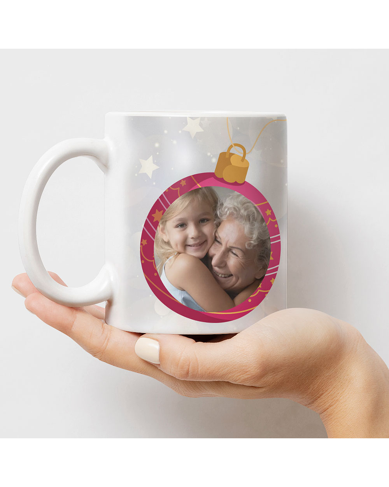 Caneca Personalizável Bola de Natal com Foto