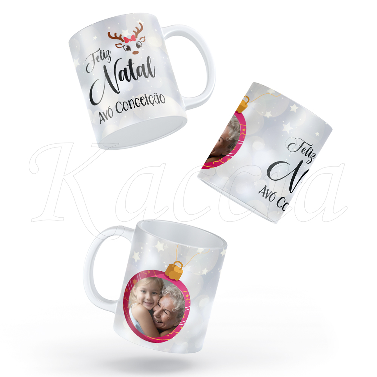 Caneca Personalizada Bola de Natal com Foto 4