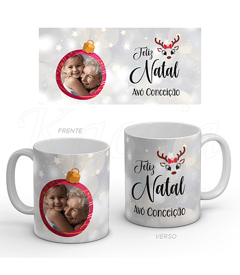 Caneca Personalizável Bola de Natal com Foto