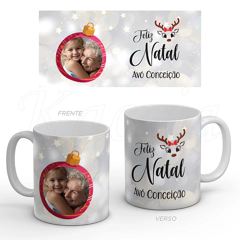 Caneca Personalizada Bola de Natal com Foto