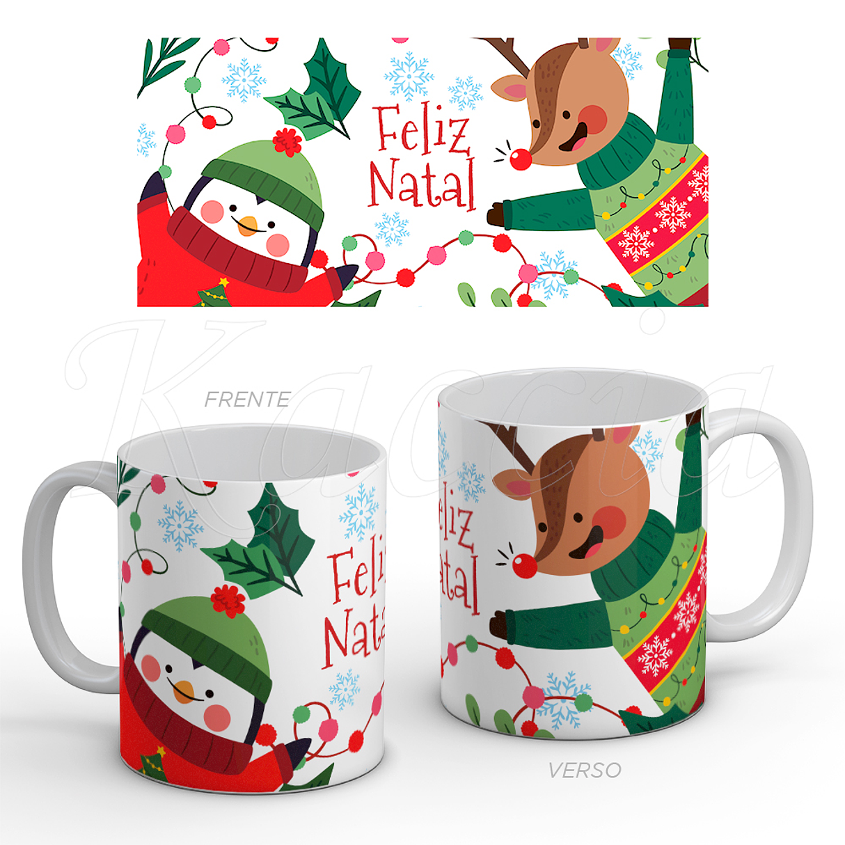 Caneca Natal Rena e Pinguim 1