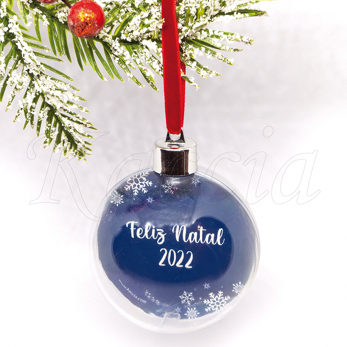 Bola de Natal Personalizável com Foto e Frase Esférica  2