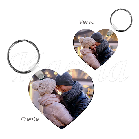Porta-chaves Personalizado Coração com Foto Dupla